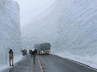 Yuki-no-Otani Snow Canyon road in Japan